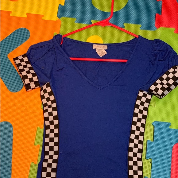 blue checkered crop top - Picture 1 of 3